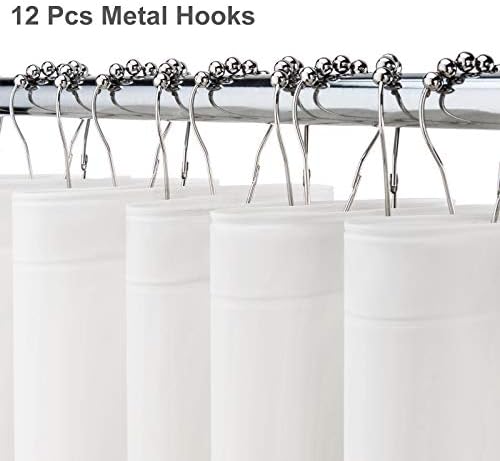 Metal Hooks ile Ryhpez Beyaz Duş Perdesi Liner - Mıknatıslar ve Yüzükler ile Su Geçirmez 8G EVA Banyo Duş Perdesi Set / 72 x