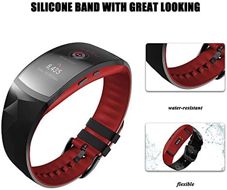NotoCity Samsung Gear Fit2 Pro Bantları ile Uyumlu Samsung Gear Fit2 / Gear Fit 2 Pro Smartwatch için Yedek Silikon Bant (Siyah-Kırmızı,