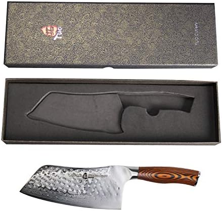 TUO Çatal Bıçak Takımı Cleaver Bıçağı-Japon AUS-10 Şam Çelik Dövülmüş Kaplama-Ergonomik Pakkawood Saplı Et ve Sebze için Çinli