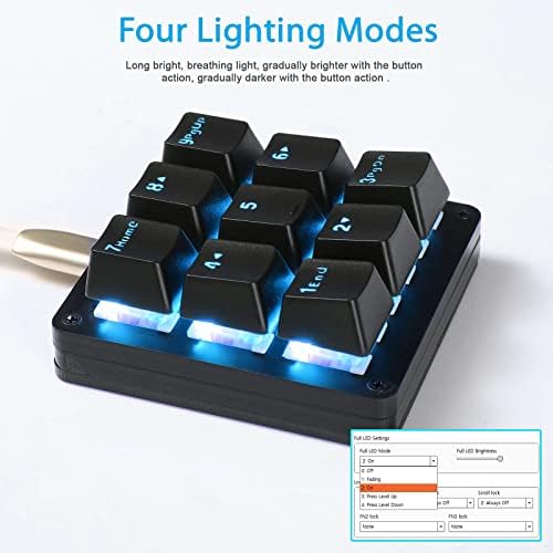 Koolertron Tek Elle Makro Mekanik Klavye, Mavi LED Arkadan Aydınlatmalı Taşınabilir Mini Tek Elle Mekanik Oyun Tuş Takımı OSU!