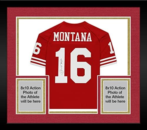 Çerçeveli Joe Montana San Francisco 49ers İmzalı Mitchell & Ness Kırmızı Otantik Jersey-İmzalı NFL Formaları