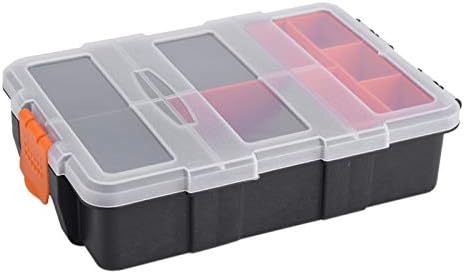 KUIKUI-Plastik Ağır Alet saklama kutusu, 11 SlotsTwo katmanlı plastik saklama kutusu Siyah ve Turuncu