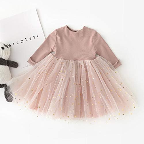 Kehen Bebek Bebek Yürüyor Kız Uzun Kollu Tutu Elbise Yıldız Baskı Dantel Pamuk Elbiseler Düğün Doğum Günü Giysileri