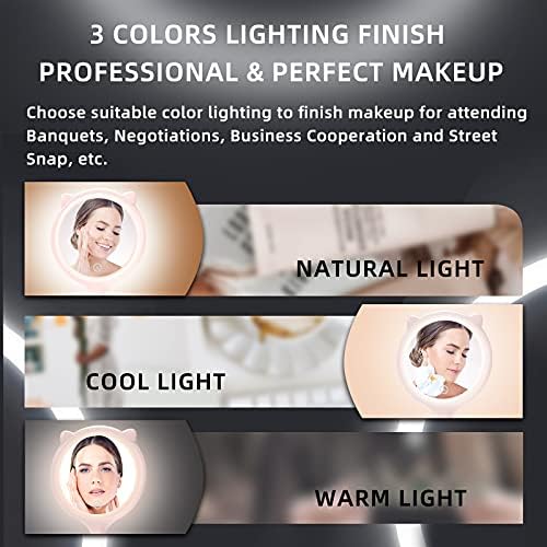 Dokunmatik Ekranlı LED Makyaj Aynası, 3 Renkli Aydınlatma, Taşınabilir Ayrılabilir 360° Döner Makyaj Aynası 1X/10X Büyütme Kızlar
