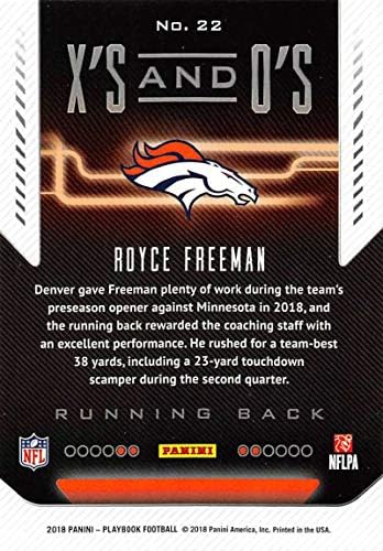 2018 Playbook Xs ve Os Futbol 22 Royce Freeman Denver Broncos Panini tarafından Üretilen Resmi NFL Kartı