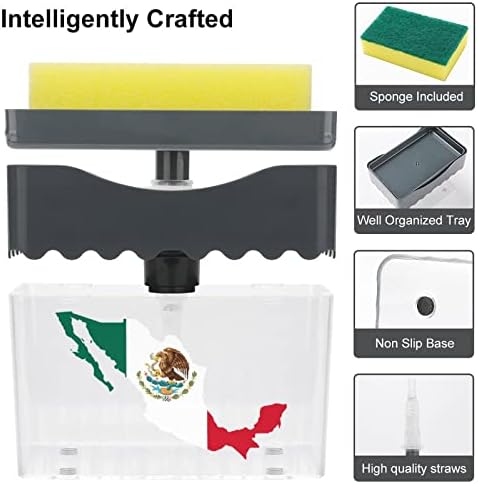 Meksika Bayrağı bulaşık sabunluk Yıkama Sıvı Pompası ile Sünger Tutucu Temizleme Araçları saklama kutusu