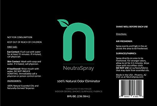 NeutraSpray %100 Doğal Koku Giderici | Sigara ve Esrar Dumanından Kaynaklanan Kokuları Giderir