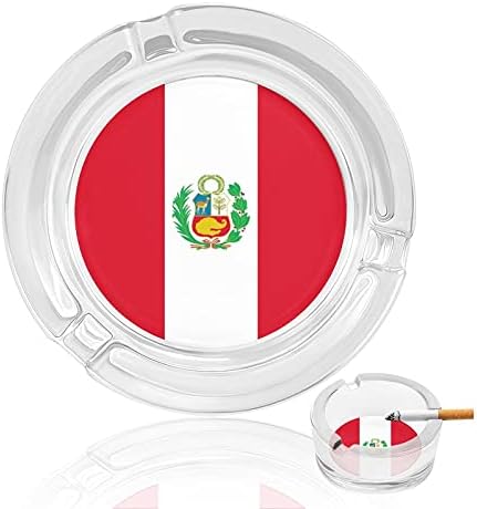 Peru Bayrağı Modern Yuvarlak Cam kül tablası Taşınabilir Dekoratif Puro Sigara Küllük Tutucu Ev Ofis İçin