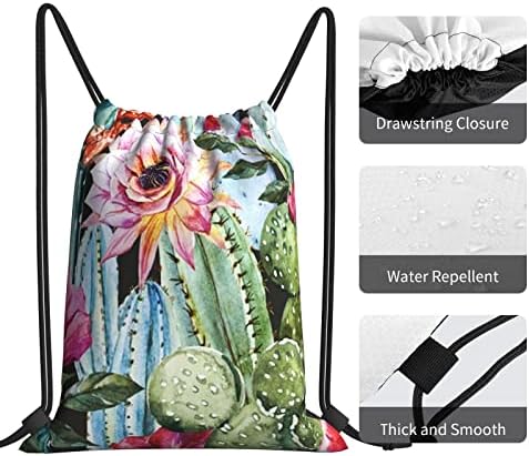 Marat Çiçek Gül Ve Kaktüs İpli sırt çantası Cinch Polyester Toplu Su Geçirmez Dize Çanta Spor Salonu Yoga Yüzme Seyahat İçin
