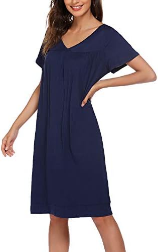 DEALKOO V Boyun Kısa Kollu Gecelikler Kadınlar için Loungewear Pijama gece elbisesi Rahat Uyku Gömlek