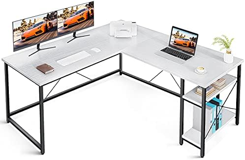 Coleshome 55 L Şekilli bilgisayar masası ile Depolama Rafları, Oyun L Masası, Yazma İş İstasyonu için Ev Ofis, Uzay-Tasarrufu