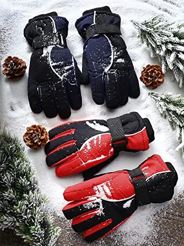 2 Pairs Çocuklar Kış kayak eldivenleri, su Geçirmez Rüzgar Geçirmez Sıcak Eldiven Soğuk Kış Eldiven Unisex Sıcak Eldiven Erkek