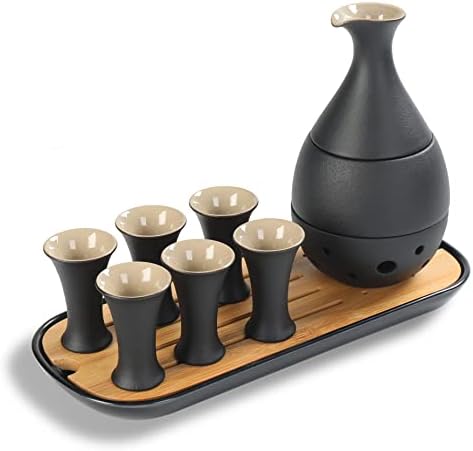 TEANAGOO Seramik Sake seti ile ısıtıcı Pot Bambu Tepsi, 10 adet / takım. Düzenli Kraf kutusu Güvenli Ambalaj, Sıcak veya Soğuk
