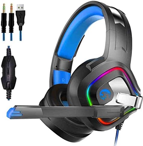 Mikrofonlu Ps4 Oyun Kulaklığı Siyah, Kulak Üstü Oyun Kulaklıkları, Kulak Üstü LED Işık Gürültü Önleme, Xbox One PC Dizüstü Tablet