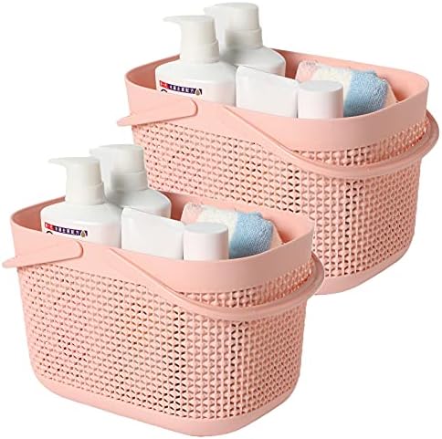Kulplu ve delikli 2'li Plastik Organizatör Saklama Sepetleri, Banyo Yurdu Ve Mutfak için Caddy Organizatörü, Taşınabilir Banyo