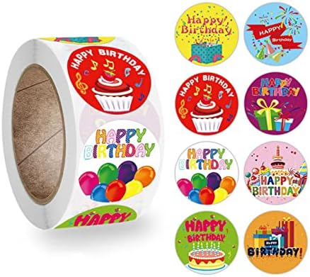 500 Adet / Rulo Mutlu Doğum Günü Yuvarlak Çıkartmalar Parti Hediye Ambalaj Mühür Etiketleri Scrapbooking Kartları için
