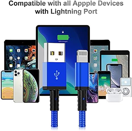 4 Paket 6ft iphone şarj cihazı Kablosu, [Apple MFi Sertifikalı] Uzun USB A Yıldırım Kablosu 6 Feet, 6 Ayak Naylon Hızlı Apple