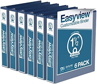 EasyView Premium 1,5 İnç, Açık Kapaklı Bağlayıcılar, Okul, Ofis veya Ev için 3 Halkalı Bağlayıcılar, Renkli Ciltli Defterler,