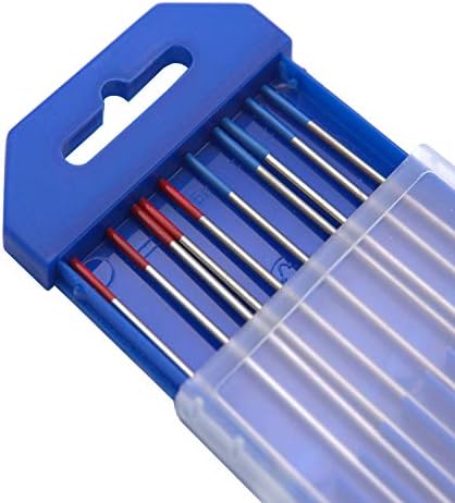 TIG Kaynak Tungsten Elektrotlar Çeşitli 3/32 x 7 Kırmızı-Mavi, 5 adet 2 % Thoriated ( Kırmızı, WT20) & 5 adet 2 % Lanthanated
