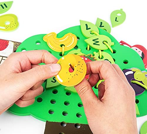 Bağlama Oyunu, 44 Adet Ahşap Dikiş Oyunu Sevimli Çocuk Ağacı Çekimi Oyuncak Seti Boncuk Bağlama Oyunu Çocuklar Erken Eon Dize
