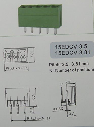 15 adet düz-pin 9pin / yollu Pitch 3.81 mm Vida Terminal Bloğu Bağlayıcı Yeşil Renk Takılabilir Tipi ile pin