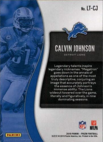 2019 Prizm NFL Efsanevi Yetenekler 10 Calvin Johnson Detroit Lions Resmi Panini Futbol Ticaret Kartı