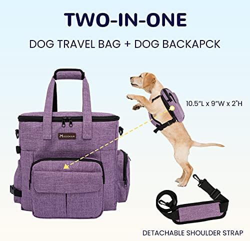 Köpek Sırt Çantası ile Modoker Köpek Seyahat Çantası, Havayolu Onaylı Omuz Askılı Pet Seyahat Çantası, 2 Katlanabilir köpek Kasesi,