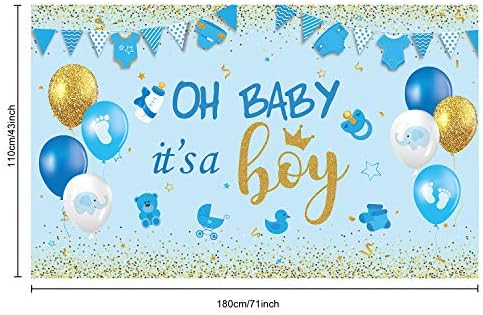 Oh Bebek Bu Bir Erkek Bebek Duş Parti Süslemeleri Büyük Boy Mavi Bebek Duş Doğum Günü Afiş Zemin fotoğraf kabini Arka Plan için