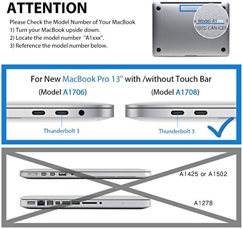 LENTION Clear Ekran Koruyucu -2020 MacBook Pro 13 inç için Uyumlu, Model A1706/A1708/A1989/A2159/A2251/A2338(M1), Hidrofobik