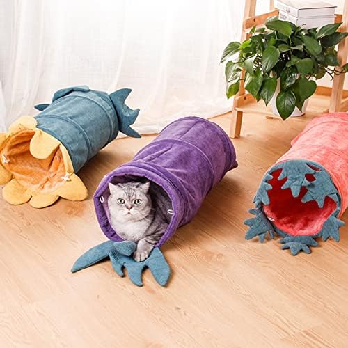 COMEONE kedi tüneli Yatak ile Mat, Pop Up Katlanabilir Tüp ile Tırmalama Topu, interaktif Oyuncak, tepe Delik Hideout Evi için