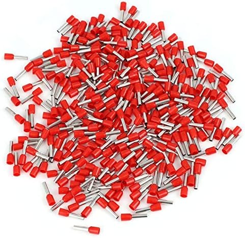EuısdanAA 300 adet Kırmızı Bakır AWG 12 Tel Sıkma İzoleli kablo Pin Ucu Yüksükleri Terminali (300 piezas de cobre rojo AWG 12