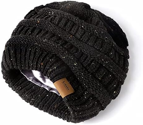 Kış Örme Saten Çizgili Bere Şapka Kadınlar için Hımbıl Kablo Bere İpeksi Yumuşak Yıkanmış Sıcak Şapka